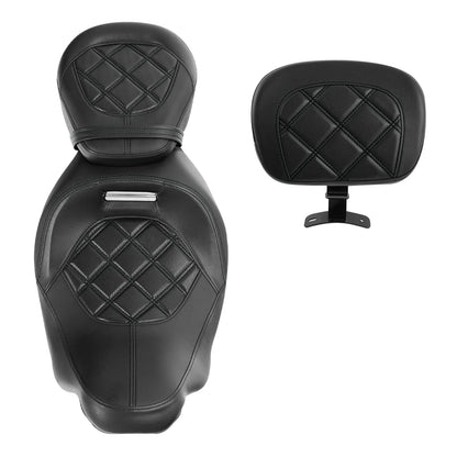 Black Driver & Passenger Front Backrest Seats for Harley Electra Glide (09-23)