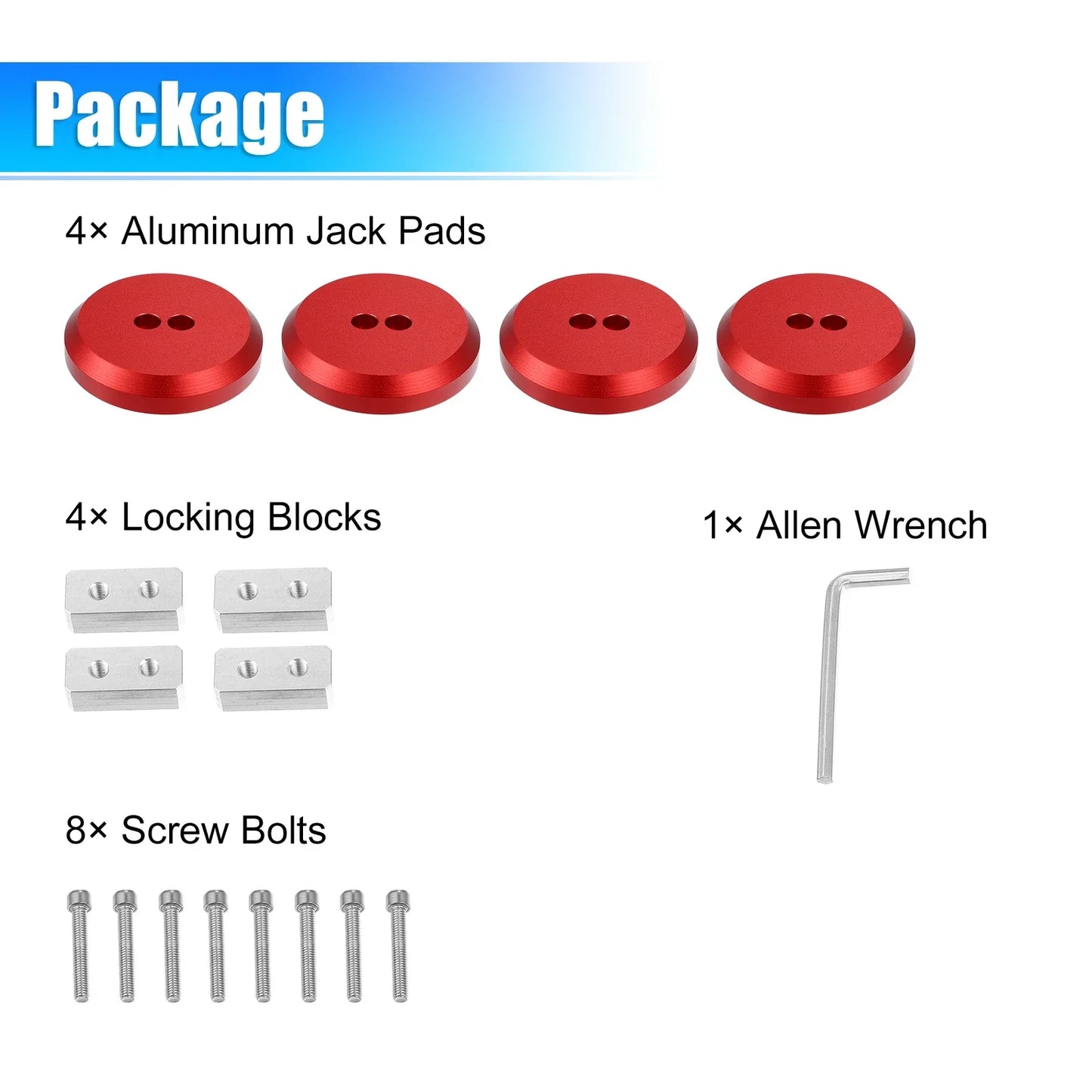 4 Pcs Jack Pad for Chevrolet Corvette C5 (1997-2004) & Porsche Frame Rail Red