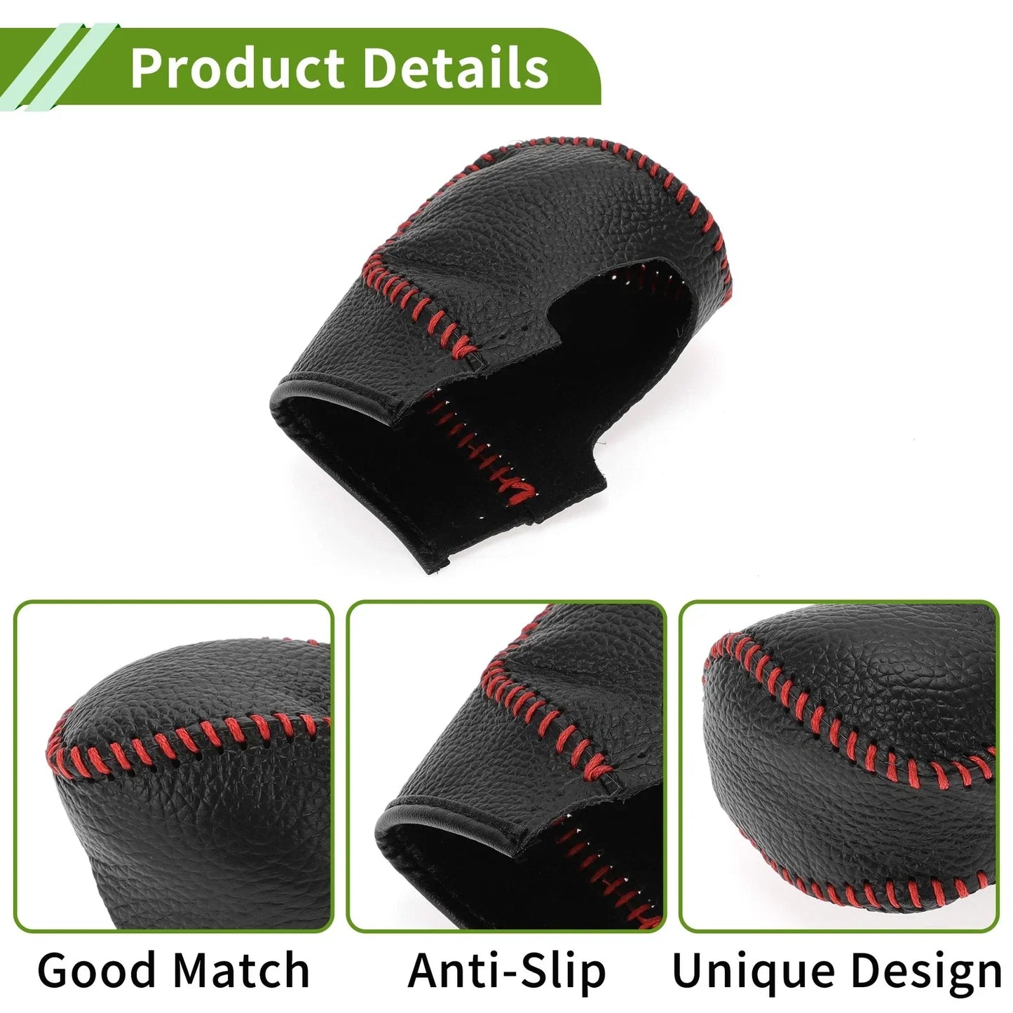 Car Pebbled Gear Shift Knob Cover for Honda Civic  - Black Red Faux Leather