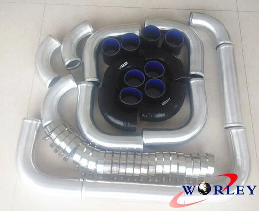 2.25" Black Aluminum Universal Intercooler Turbo Piping for Car