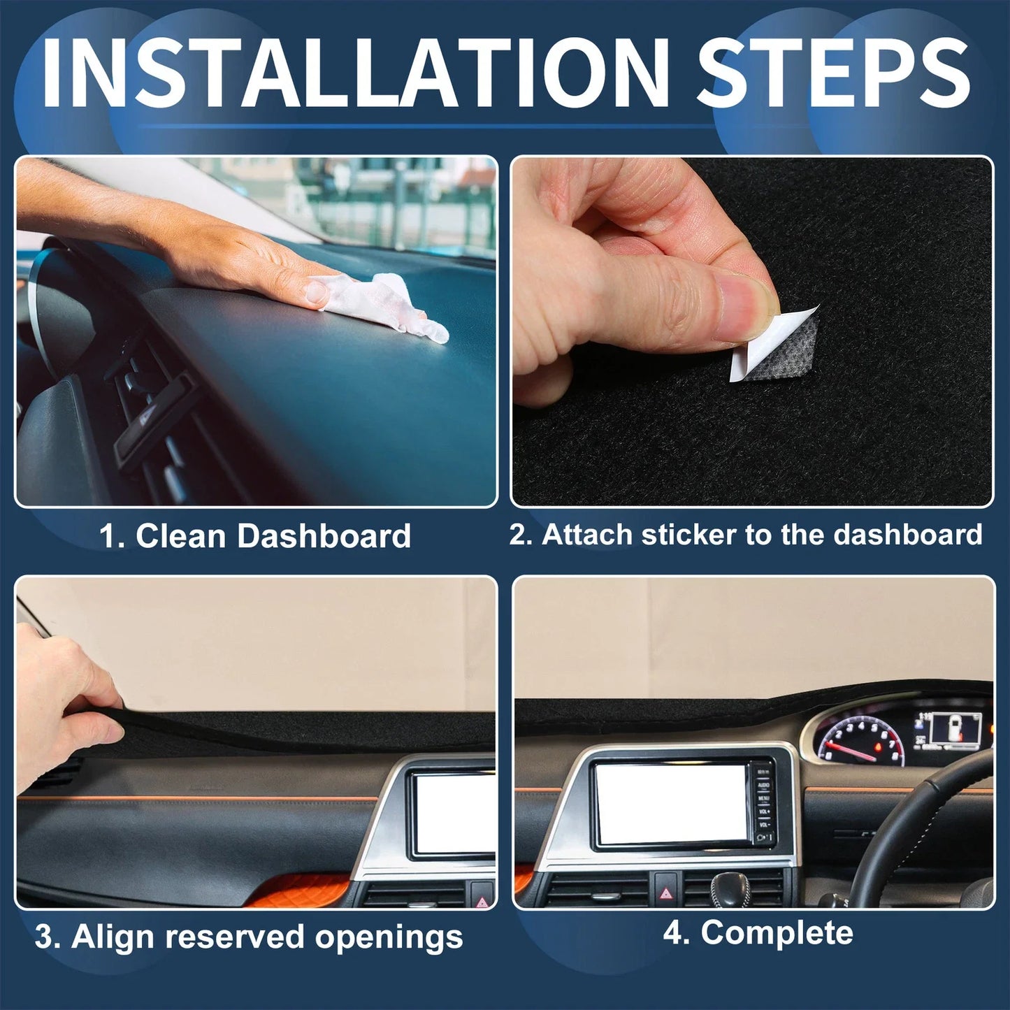 Dashboard Dash Cover Mat for Honda Fit GR1-GR8 2020-2024 Black 1 Set