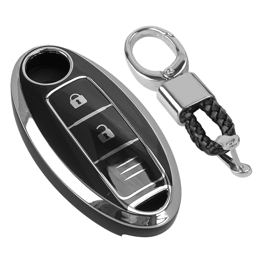 Black TPU Key Cover Case for Nissan Qashqai Leaf (2010-2023)
