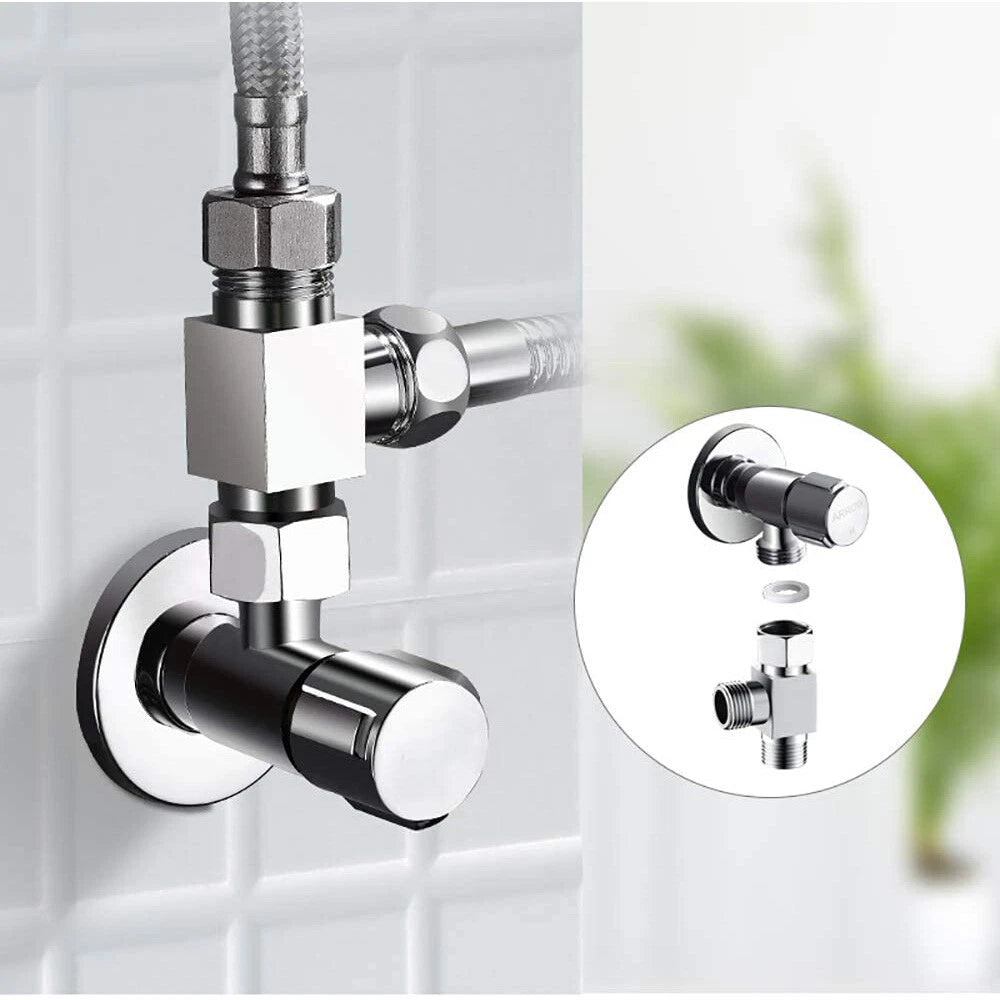 T Connector Bidet Adapter Valve for Toilet Shattaf Brass Chrome (AU)