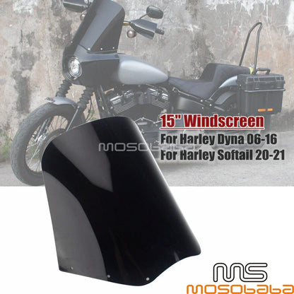 Dark Black Headlight Fairing Windshield for Harley Dyna FXDL FXDB FXD (2006-2017)