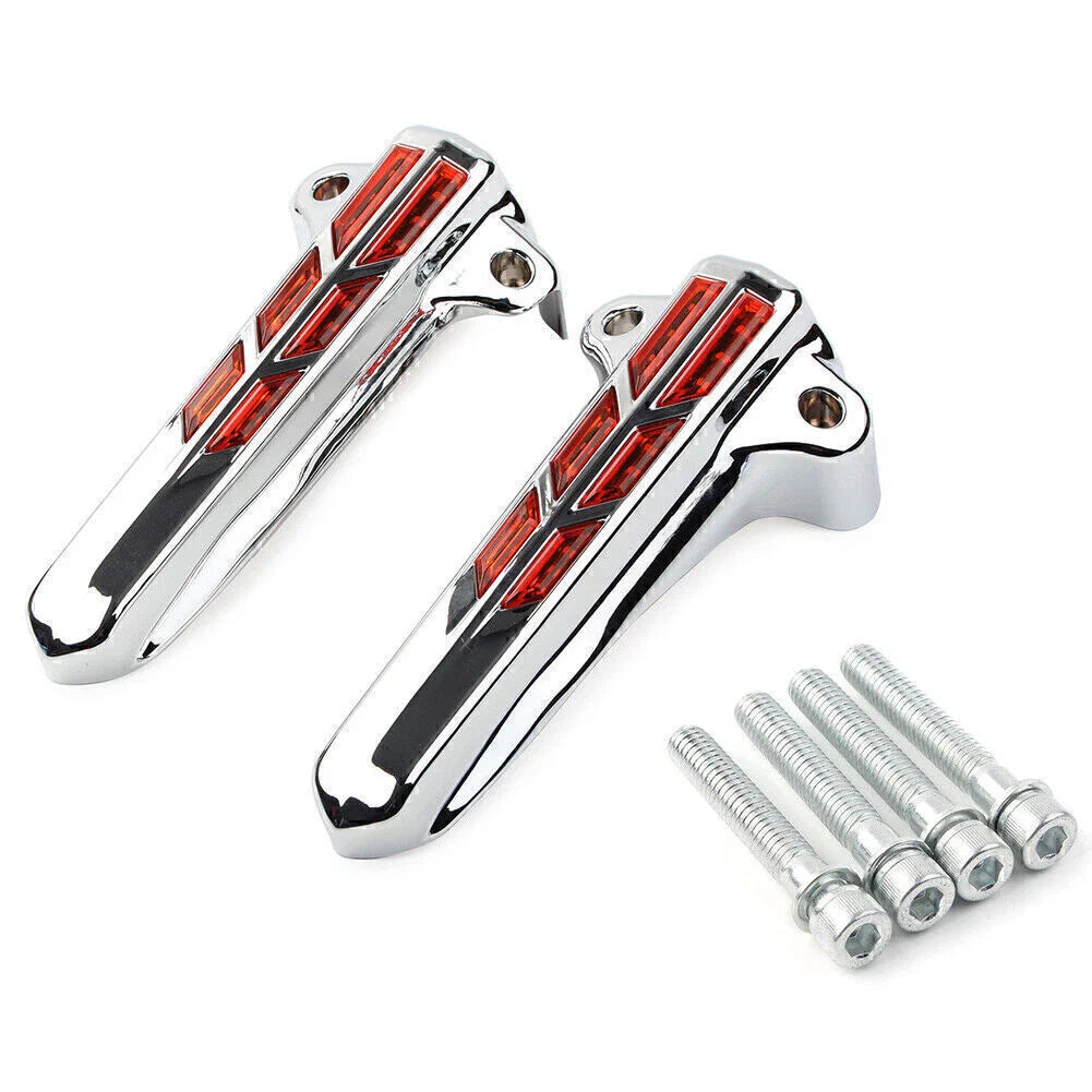 ABS Front Lower Fork Leg Covers Amber LED for Harley FLHR FLHTK FLHX (14-20)