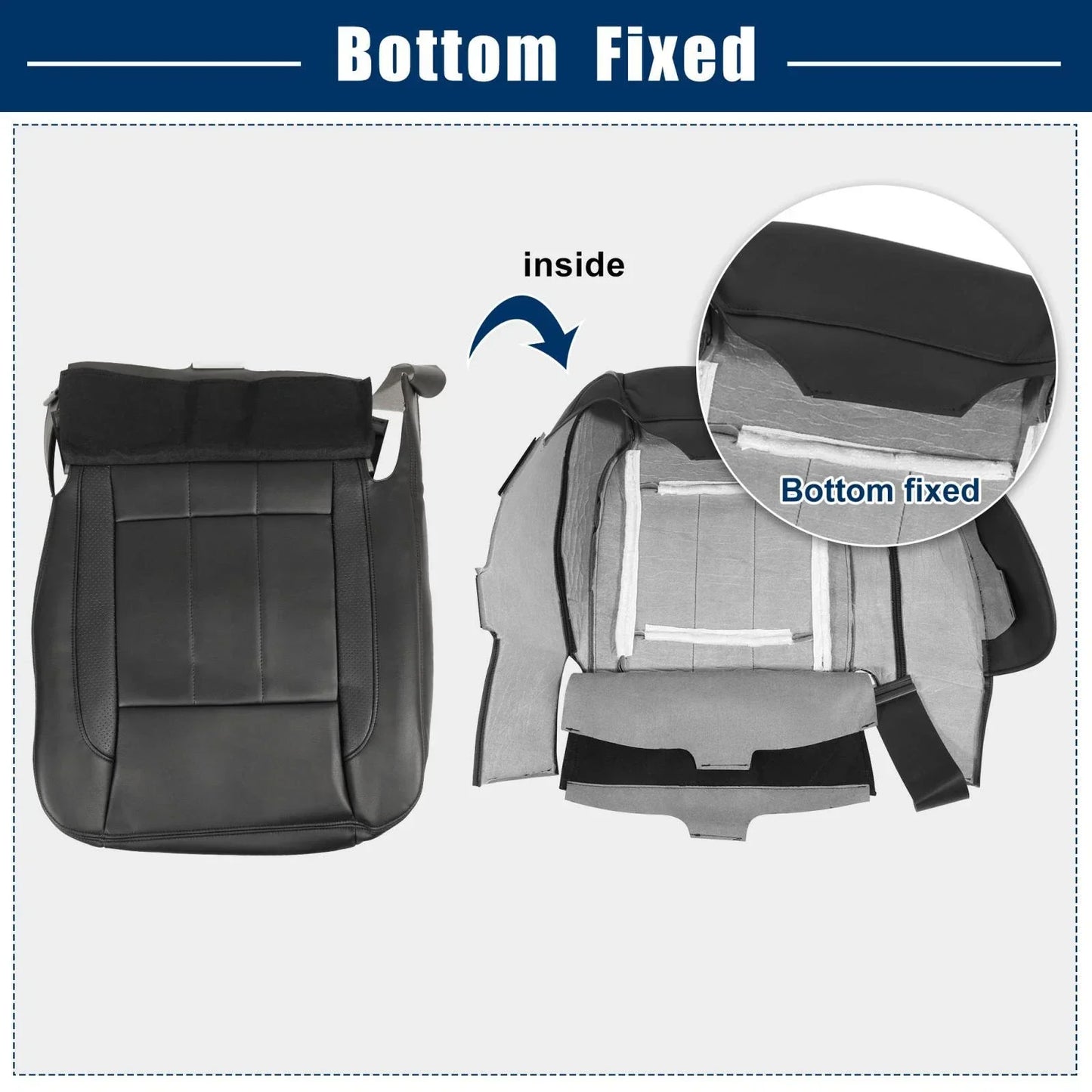 Black Faux Leather Seat Bottom Cover for Dodge Ram
