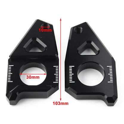 Yamaha YZF FZ8 FZ1 TMAX Silver Motorcycle Axle Spindle Chain Adjuster Blocks