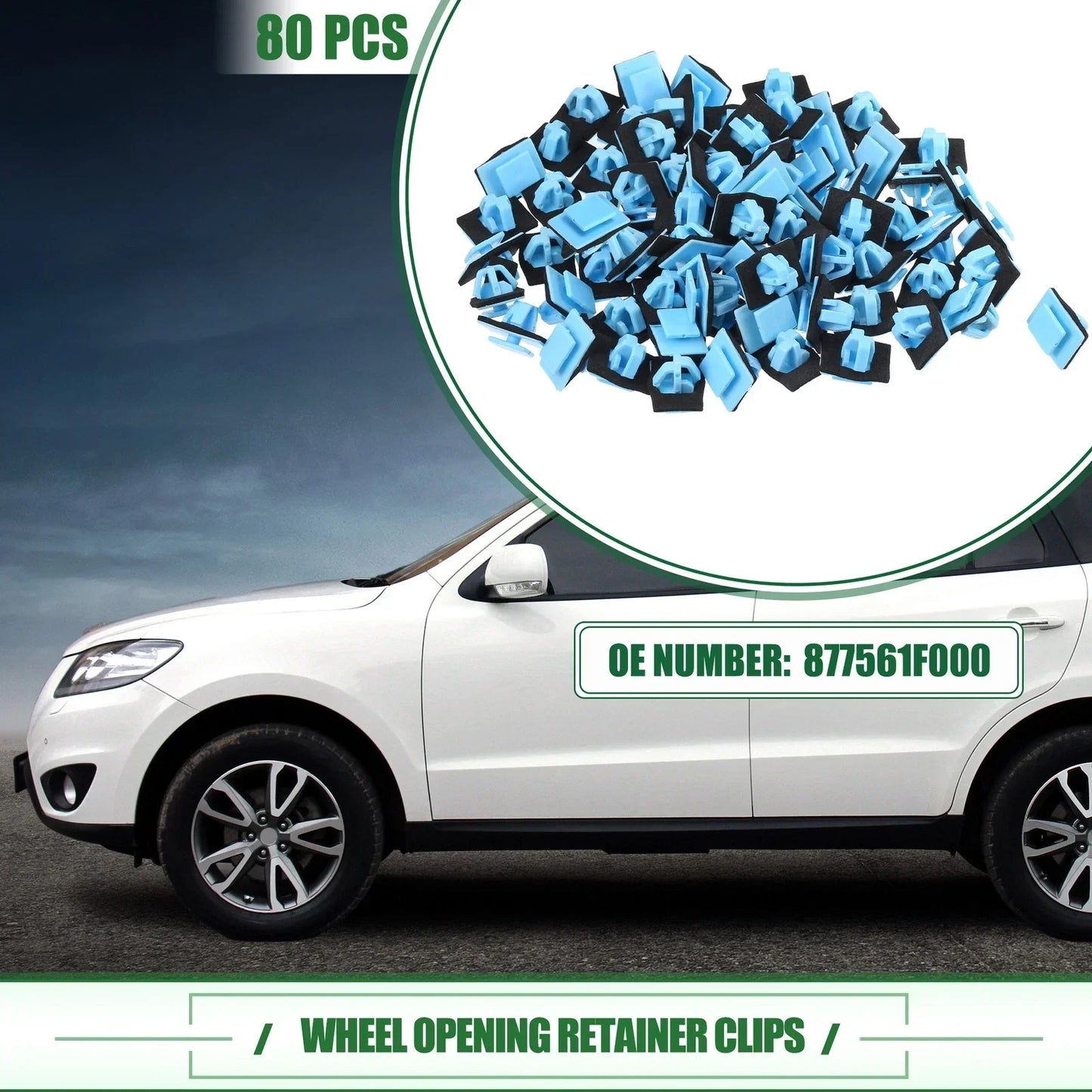 Wheel Opening Retainer Clips 80 Pcs for Hyundai Santa Fe (2013-2021)