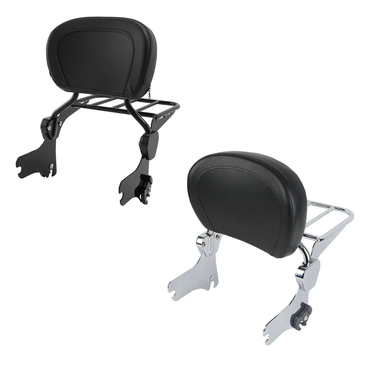 Chrome/Black Sissy Bar Backrest Luggage Rack for Harley Touring (1997-2008)