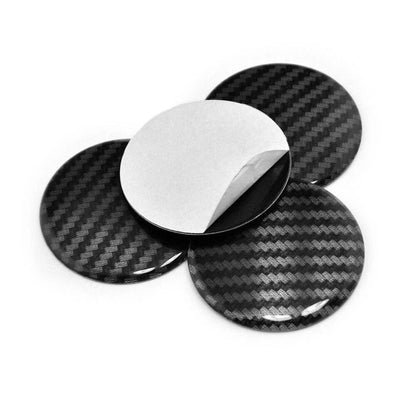 50mm Carbon Fiber Style Stripe Emblem Hub Wheel Cap Sticker Kit Set for Model