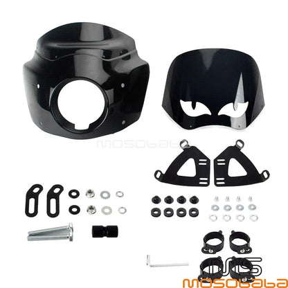 Front Headlight Fairing Kit + Extension Blocks for Harley Softail Low Rider S