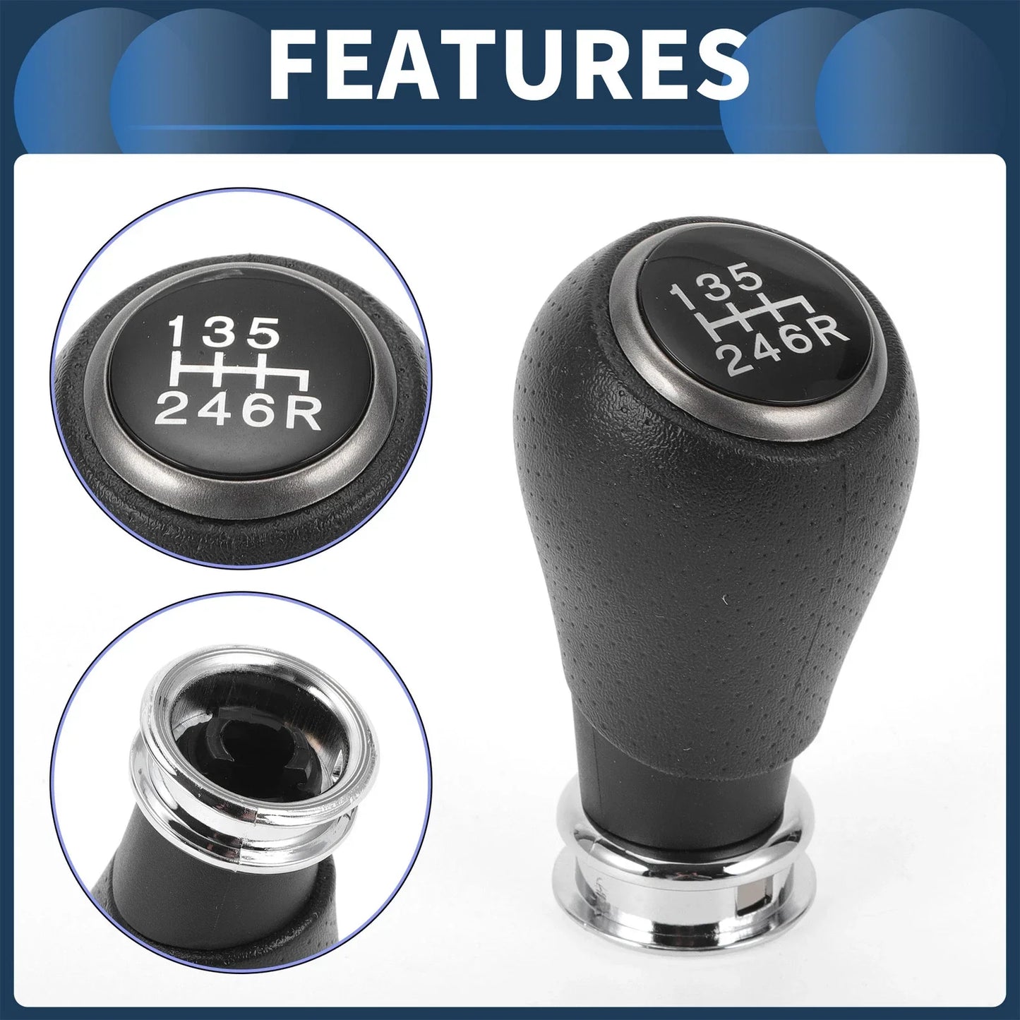6 Speed Gear Shift Knob for Honda CR-V 2006-2011 Plastic Black Silver Tone