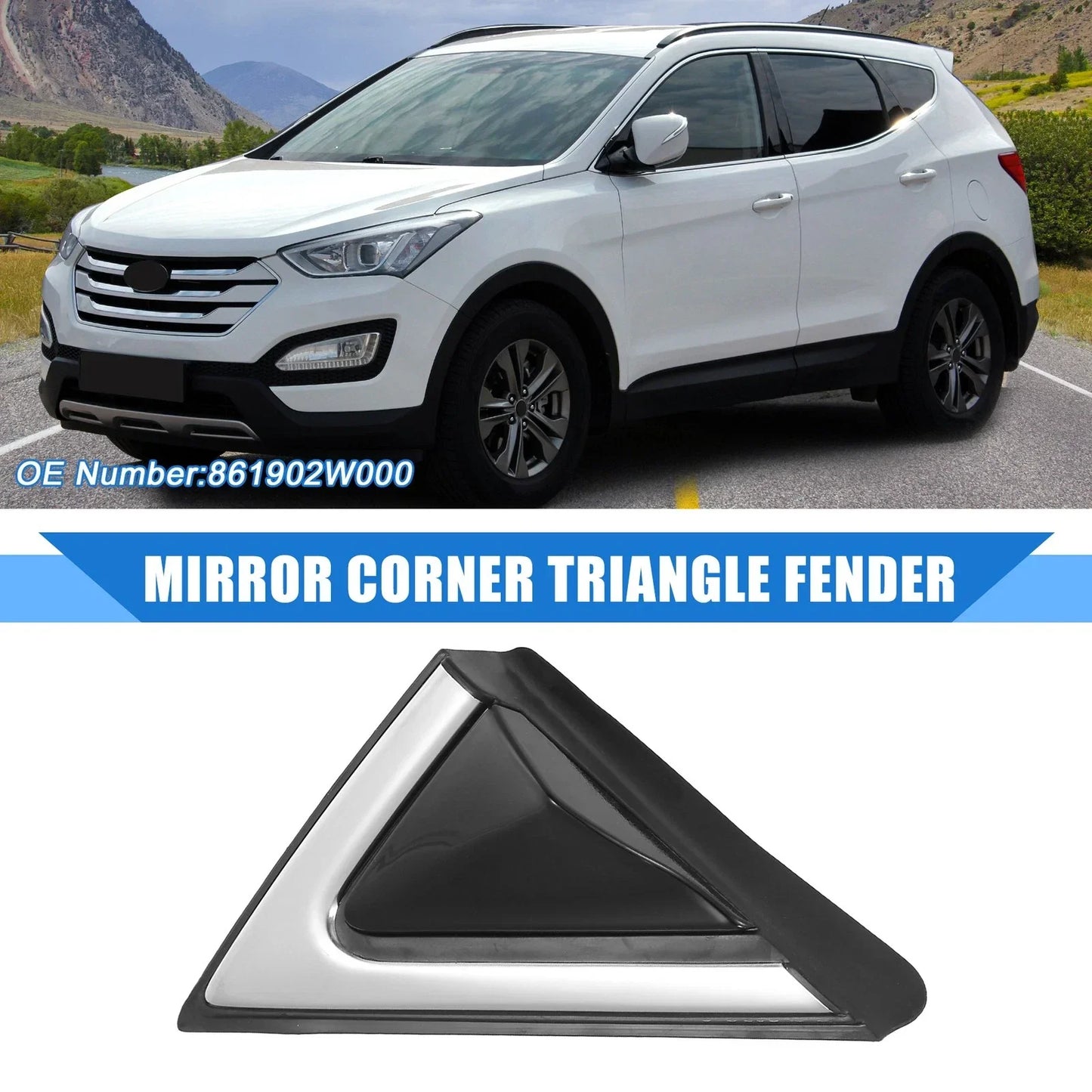 Right Mirror Corner Triangle Fender Cover for Hyundai Santa Fe (2013-2018)
