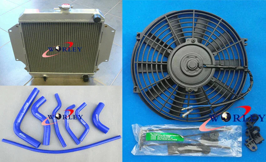 Aluminum Radiator + Red Hose + Fan for Suzuki Sierra SJ413 (1984-1996)