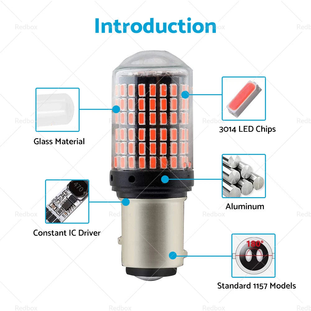 P21/5W BAY15D 1157 Red LED Brake Light Bulbs for Car (No Error)