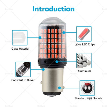 P21/5W BAY15D 1157 Red LED Brake Light Bulbs for Car (No Error)