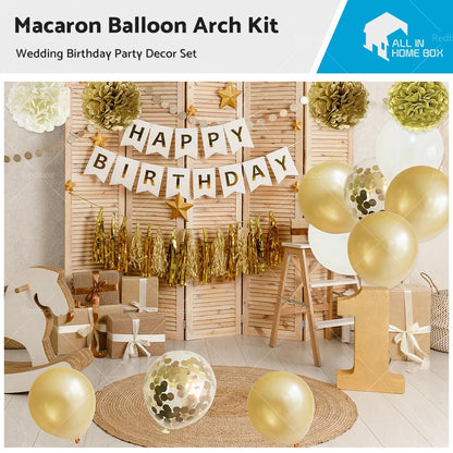 Gold White Balloon Garland Arch Set for Birthday Wedding Party Decor