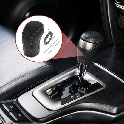 Car Gear Shift Knob Cover for Hyundai Tucson 2015-2018 Black Grey Faux Leather