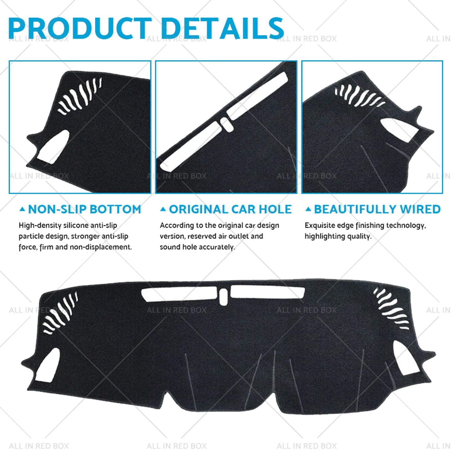 Non-Slip Dash Mat for Subaru Crosstrek (2023-2024) Black Dashboard Cover