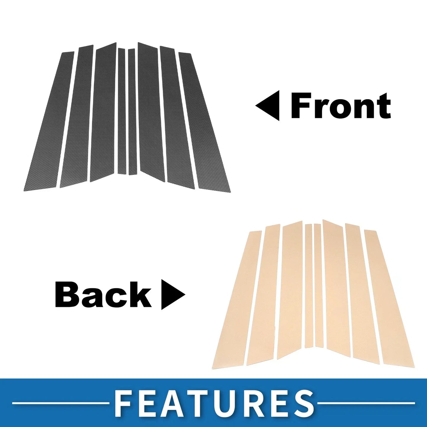 8 Pcs Door Pillar Window Trim for BMW X5 (1999-2006) Carbon Fiber Black