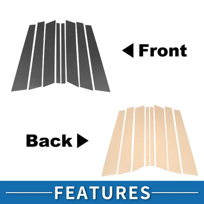 8 Pcs Door Pillar Window Trim for BMW X5 (1999-2006) Carbon Fiber Black