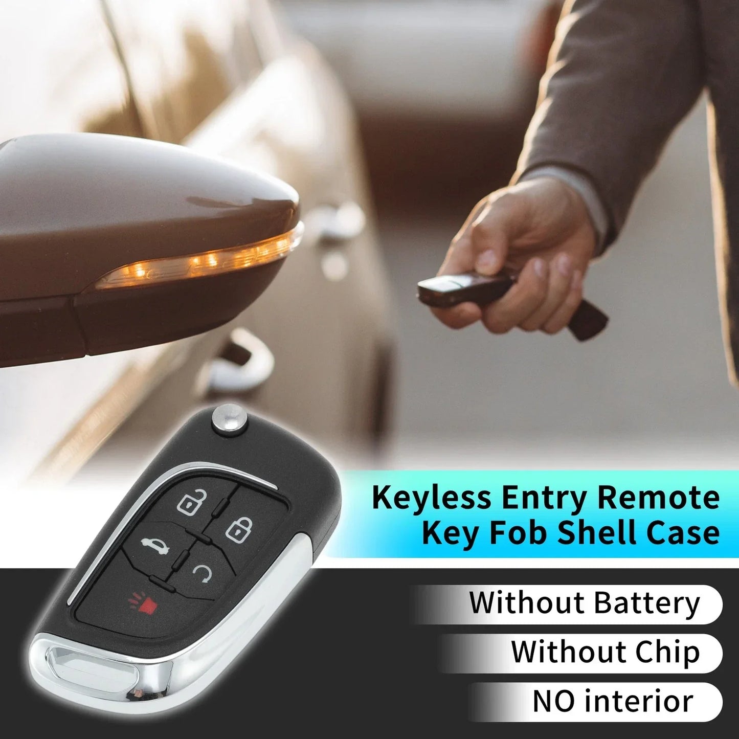 Keyless Key Fob Shell Case for Chevrolet Camaro Equinox (2010-2019)