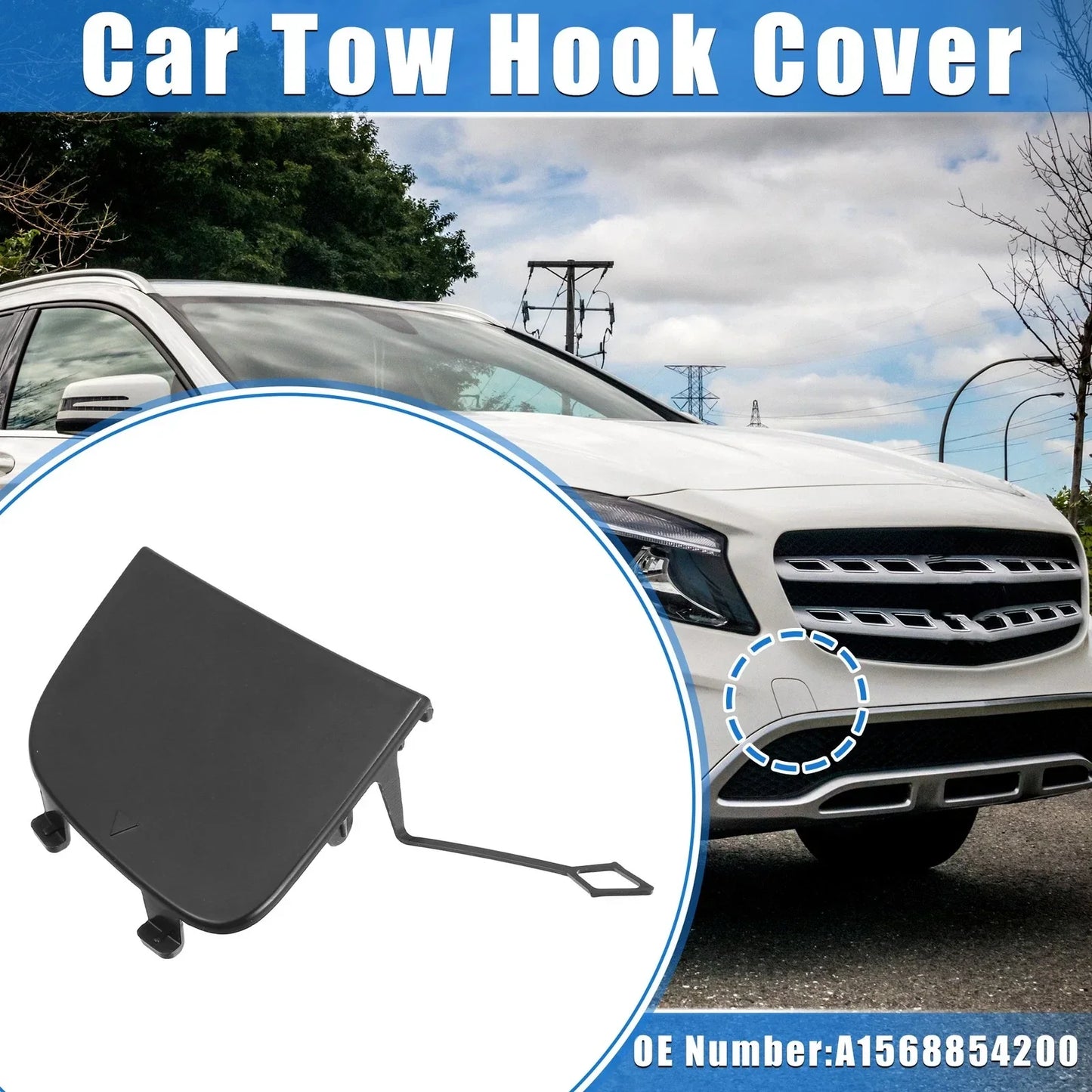 Front Bumper Tow Hook Eye Hole Cover for Mercedes-Benz GLA 250 (2015-2023)