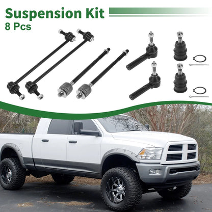 8pcs Front Suspension Kit Tie Rod Ends & Sway Bar Links for Dodge Caravan