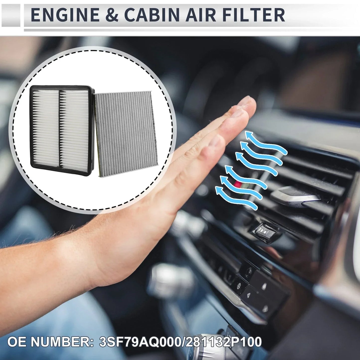 Engine Cabin Air Filter Combo for Hyundai Azera 3.3L (2012-2017)