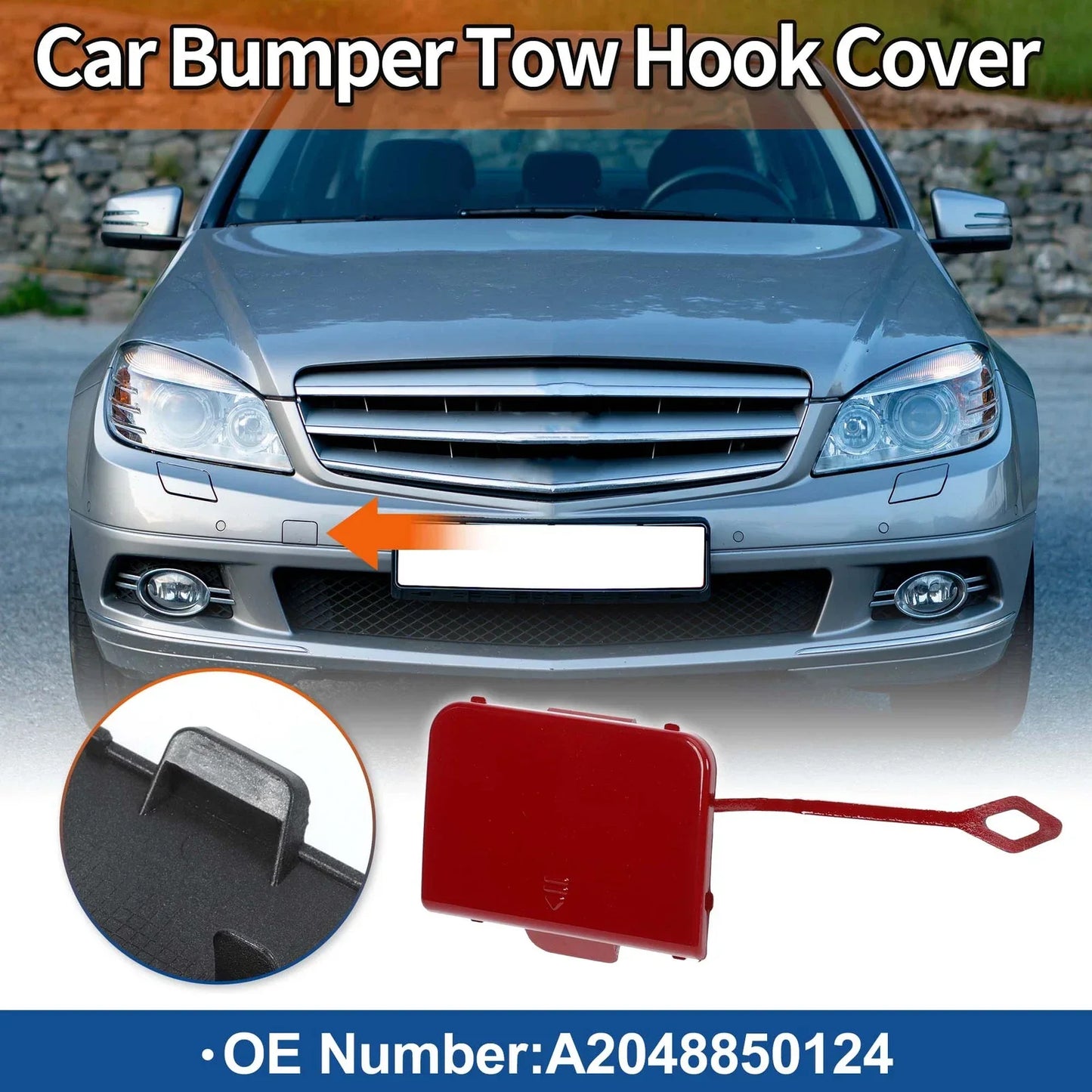 Front Car Bumper Tow Hook Cover for Mercedes-Benz C-Class (2007-2010)