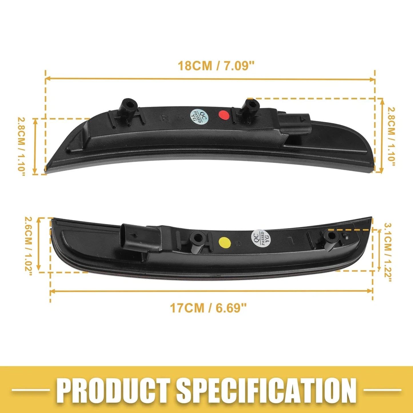 Front Rear LED Side Marker Lights 2 x Amber Red for Dodge (2010-2023)