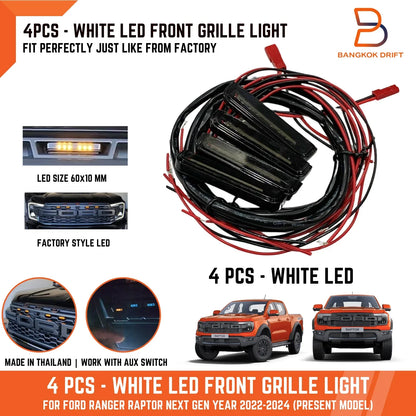 4PCS White LED Front Grille Lights for Ford Ranger Raptor (2022-2025)