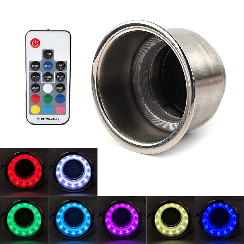 Stainless Steel LED RGB Drink Cup Holder for Marine RV Truck