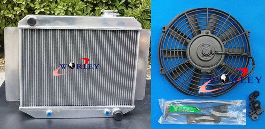 Aluminum Radiator & Fan for Holden HR HK HT HG 6Cyl Auto/Manual (66-71)