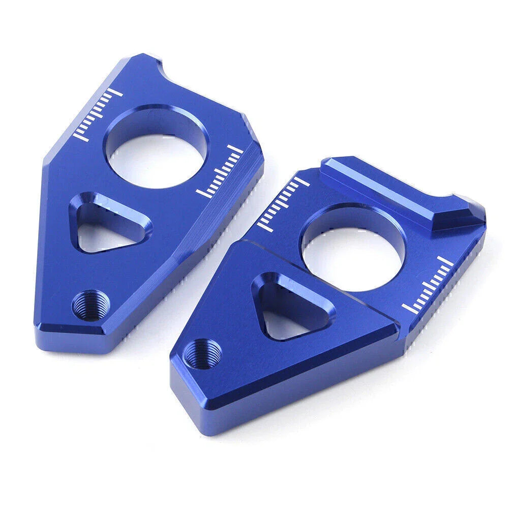 Yamaha YZF FZ8 FZ1 TMAX Blue Motorcycle Axle Spindle Chain Adjuster Blocks