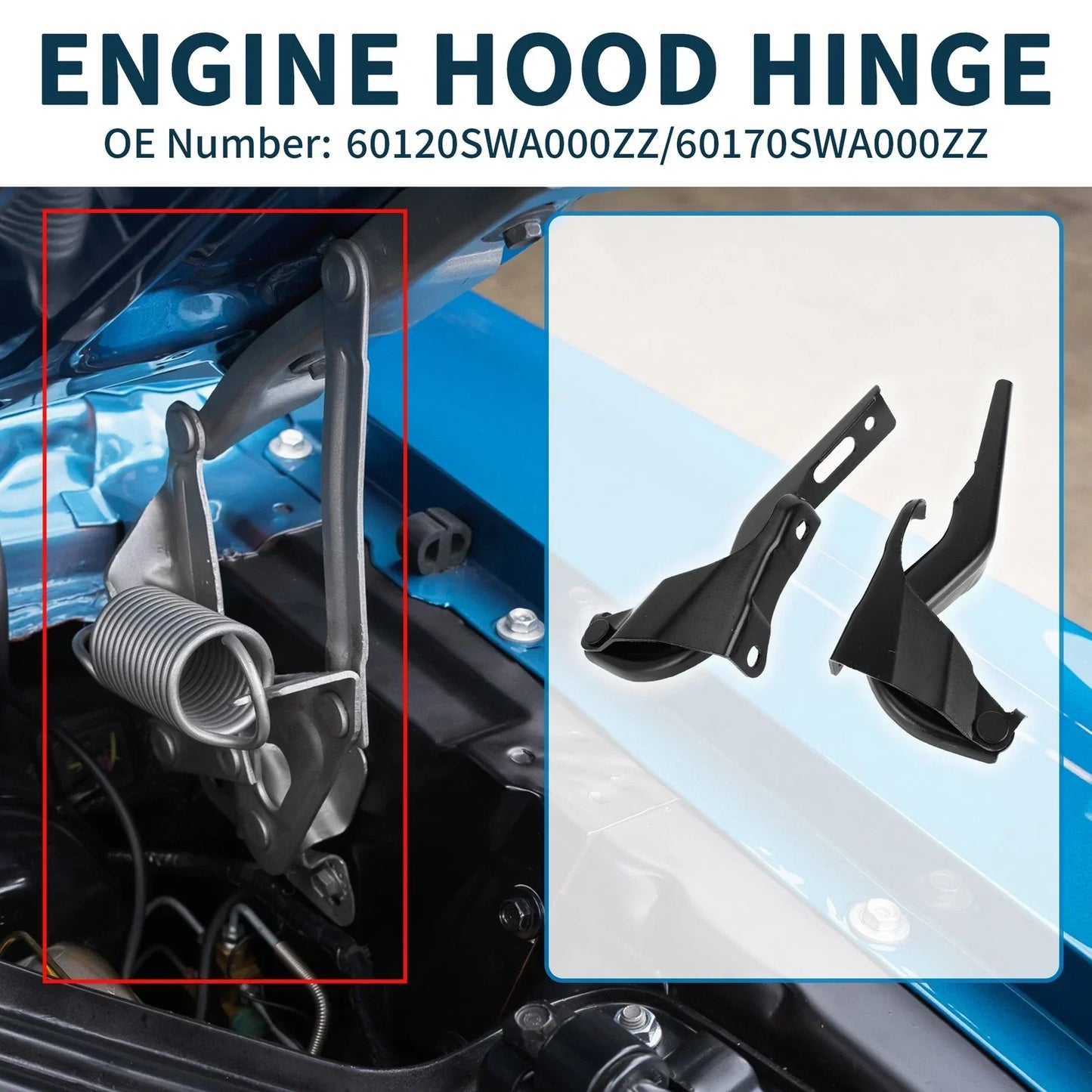 Hood Hinges for Honda CR-V 2007-2011 Front Bonnet Bracket 2 x Covers