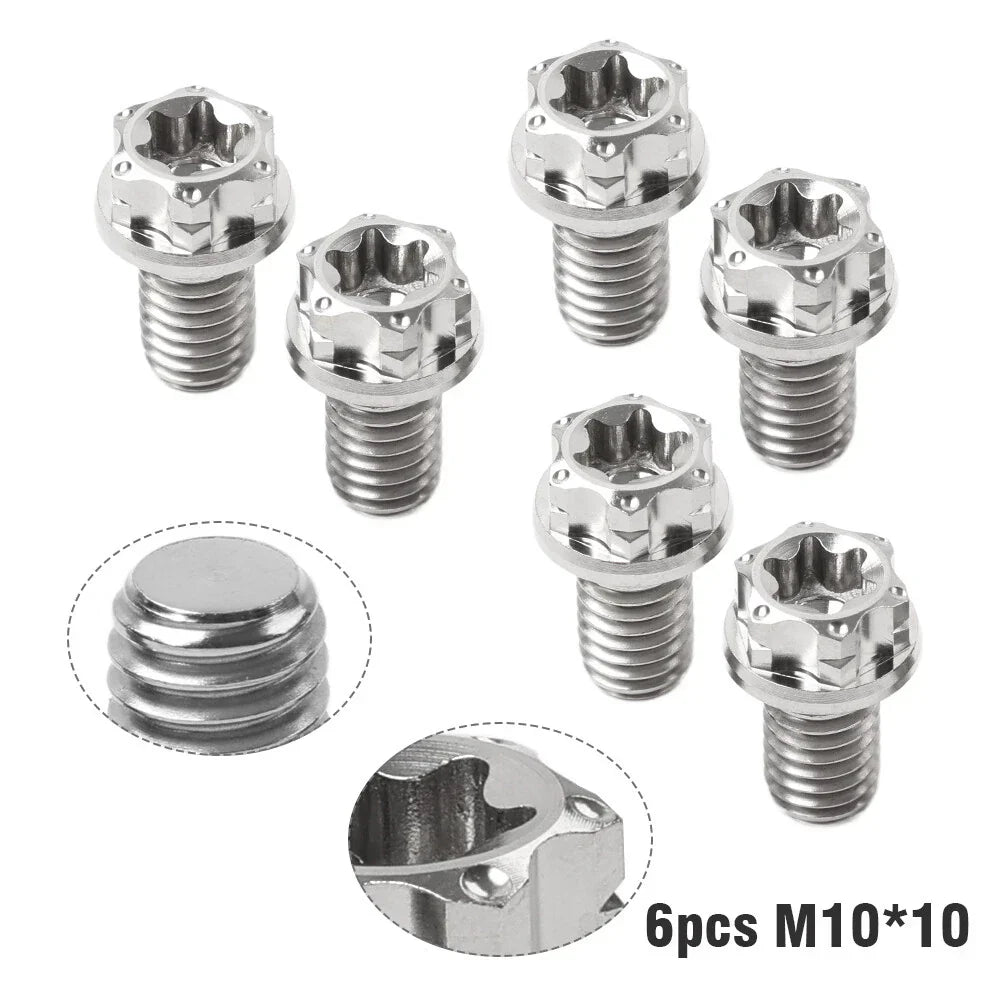 6pcs M10x10mm Titanium Torx Head Flange Screws for Motorcycle Bike