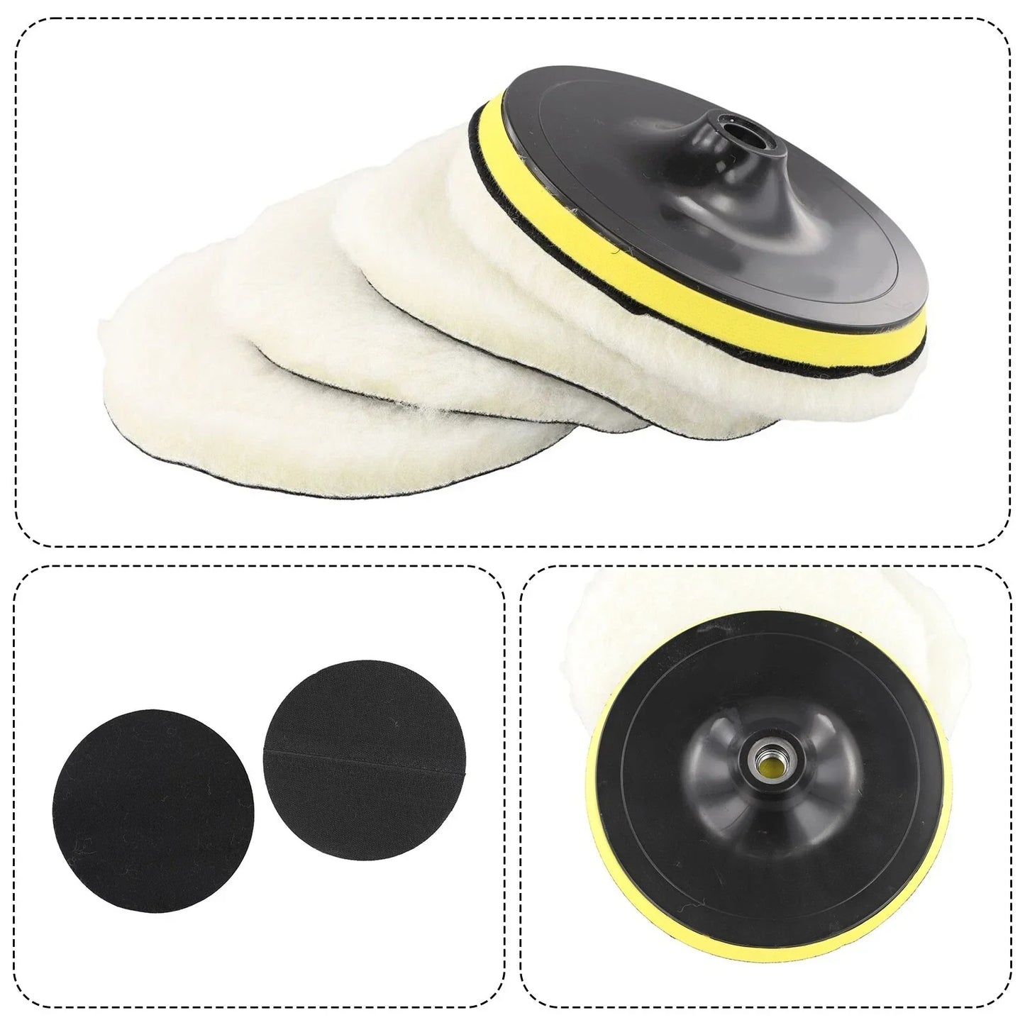5 x Car Polishing Pads Waxing Cleaning Detailing Wool Bonnets Buffer Tool for Car