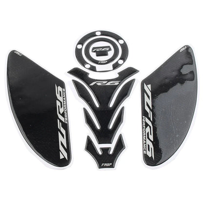 3D Carbon Fiber Tank Pad Traction Decal Set for Yamaha YZF-R6 (2006-2023)