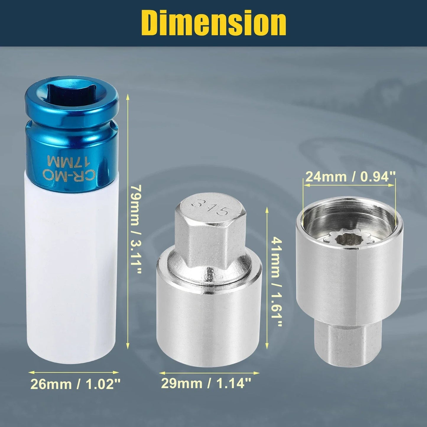 315 Wheel Lock Lug Nut Set with Protector Socket for Mercedes Benz