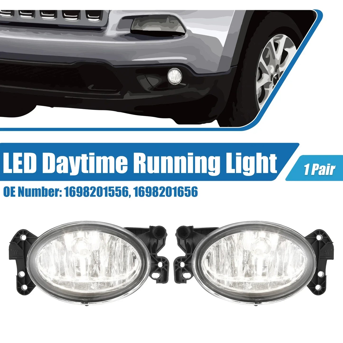 Driving Fog Lights for Mercedes (1698201556) - Aluminum Plastic White