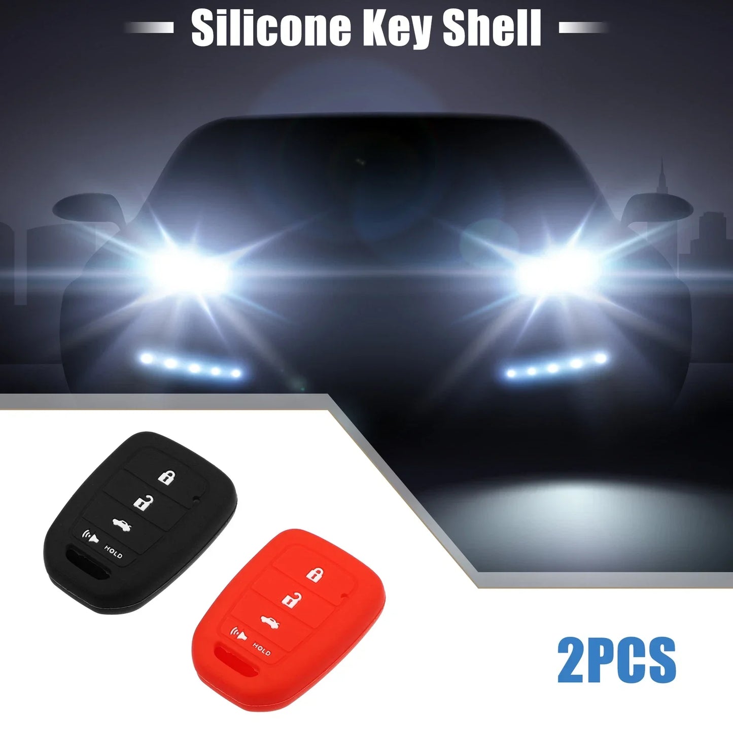 Smart Key Fob Cover for Honda Civic Accord CR-V HR-V Black Red (2 x)