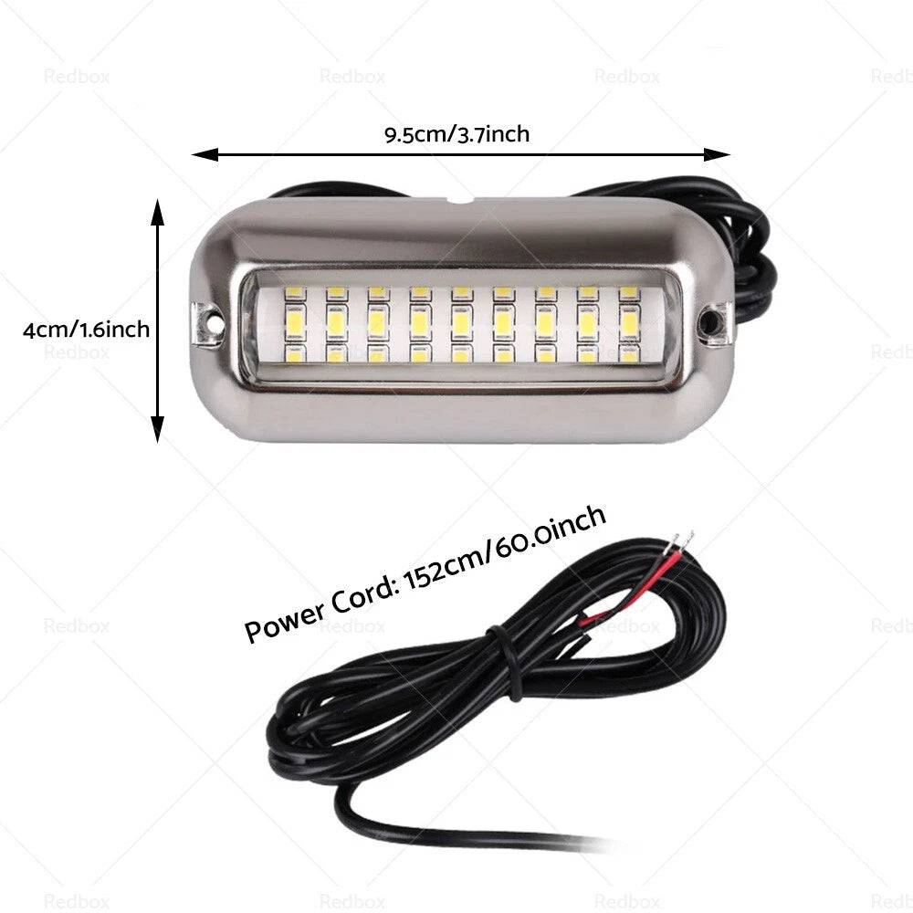Blue 27 LED Stainless Steel Underwater Boat Transom Light for Pontoon