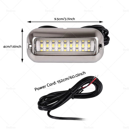 Blue 27 LED Stainless Steel Underwater Boat Transom Light for Pontoon