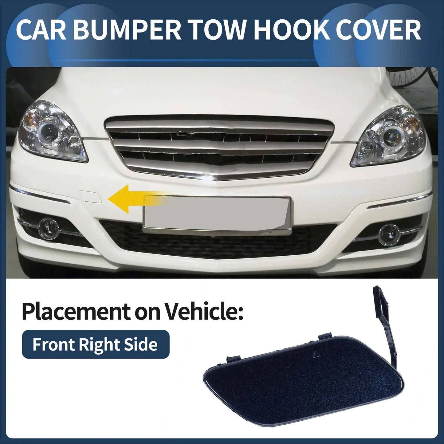 Front Bumper Tow Hook Cover for Mercedes-Benz A-Class (2005-2012) Blue Metallic