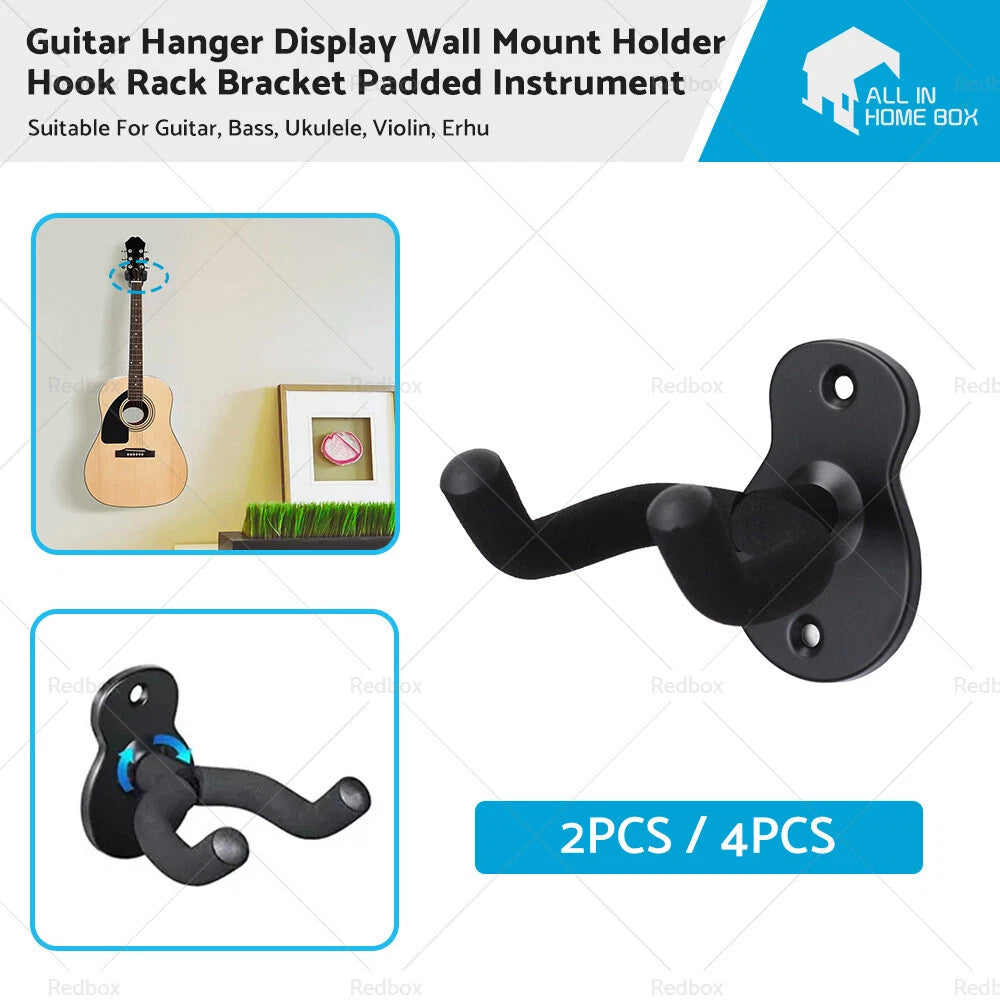 Guitar Wall Mount Holder Hook Rack Bracket Padded Display for Instruments