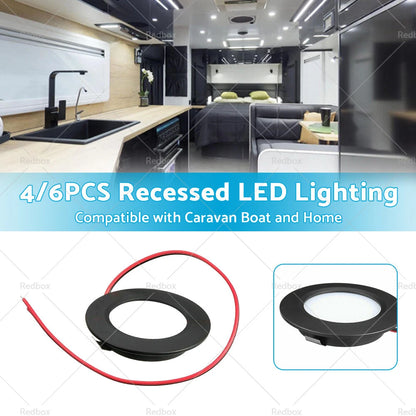 4 x 12V Dimmable Spot Lights for Caravan Boat Black Downlight Warm White
