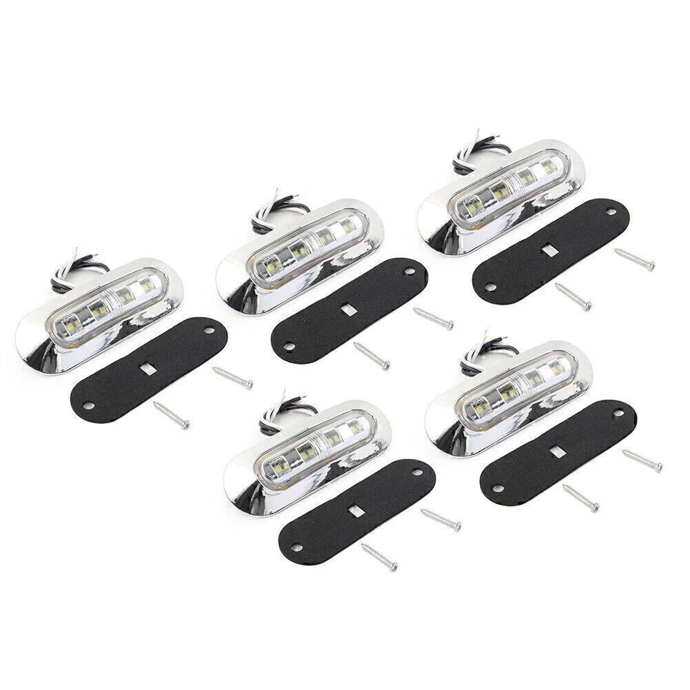 5 x LED White Side Clearance Marker Lights for Car Truck Trailer 12V