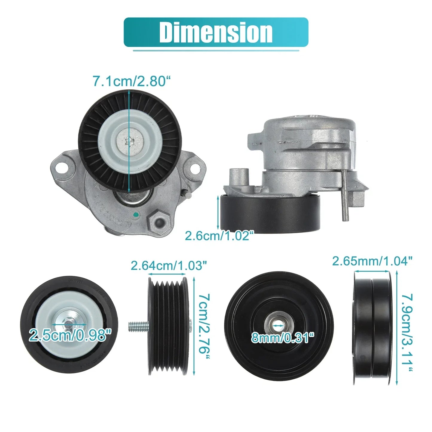 Accessory Drive Belt Tensioner with 3 Pulleys for Mercedes-Benz (2005-2015)