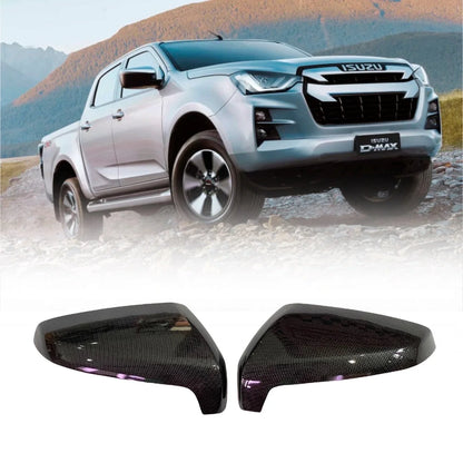 Carbon Fiber Black Mirror Cover Trim for Isuzu D-Max, MU-X (2020-2022)